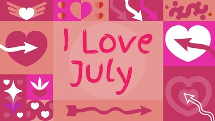 I love July celebrations greeting card web banner design