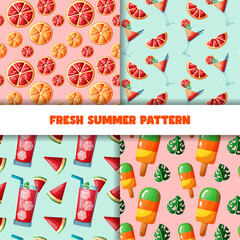 set of fresh summer pattern illustration