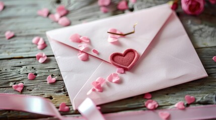 Valentine s Day themed envelope with pink design for a love letter