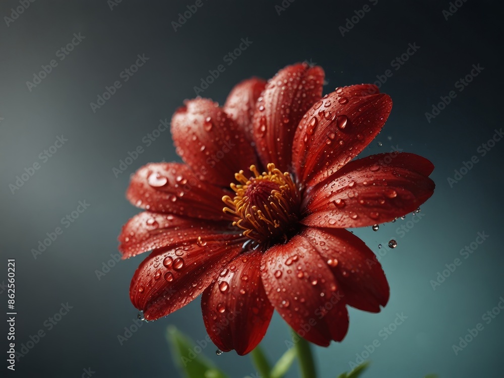 Wall mural Dew-Kissed Red Flower