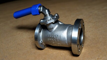 Industrial Metal Valve with Blue Handle
