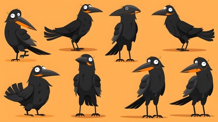 Naklejka premium Cartoon crow isolated on white background. 