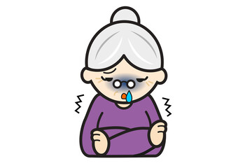 悪寒を感じるお婆さん