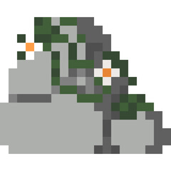 Pixel art stone with white flower ivy element 2
