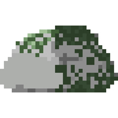 Pixel art stone with moss element 3