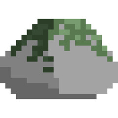 Obraz premium Pixel art stone with moss element 8