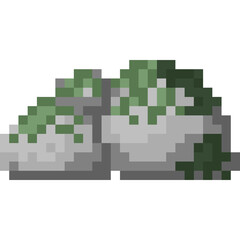 Pixel art stone with moss element 6