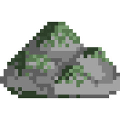 Pixel art stone with moss element 4