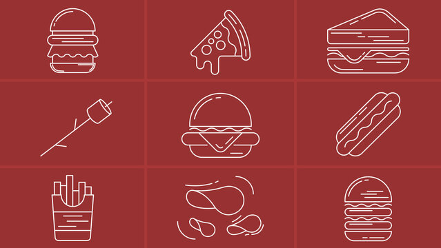 Fast Food Line Icons