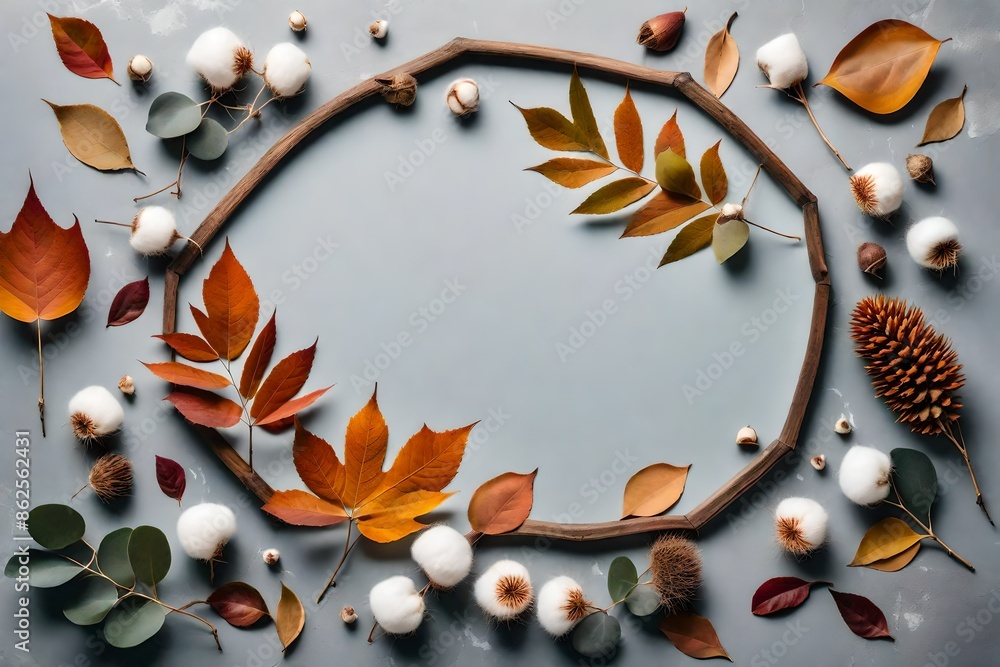 Wall mural autumn leaves frame