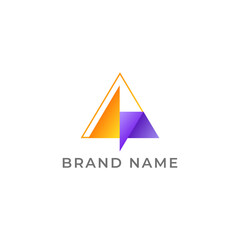 ILLUSTRATION TRIANGLE SIMPLE  GRADIENT PURPLE ORANGE COLOR TECH LOGO ICON MODERN SIMPLE TEMPLATE ELEMENT DESIGN VECTOR