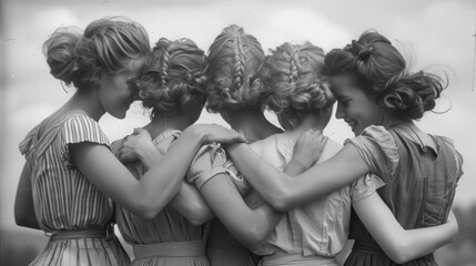 Fototapeta premium Vintage image of friends providing a shoulder to lean on, showcasing the importance of support and solidarity