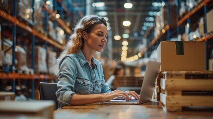 Fototapeta premium The woman in the warehouse