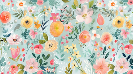 Abstract Floral Illustration / Painting of Flowers (Naive Botanical French Classic). Watercolor Hand Drawn Style of Flower Blossom Summer Spring Mood of Art. Nature Wallpaper Background   