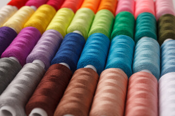 Set of colorful spools of thread