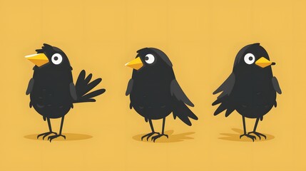 Fototapeta premium Cartoon crow isolated on white background. 