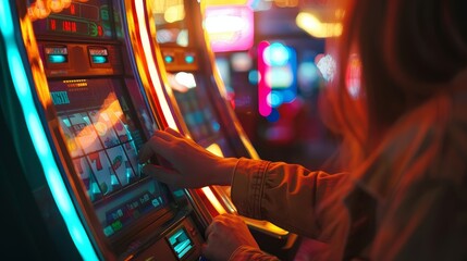 People playing slot machines in casinos.