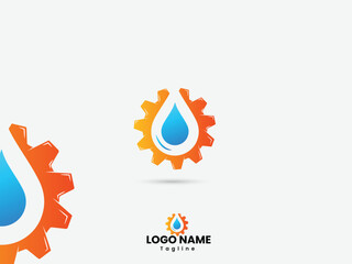 Oil gear logo design vector. Gas. Gear vector. Water drop oil. Creative gradient color gear oil logo design with a white background. Gear engine oil design