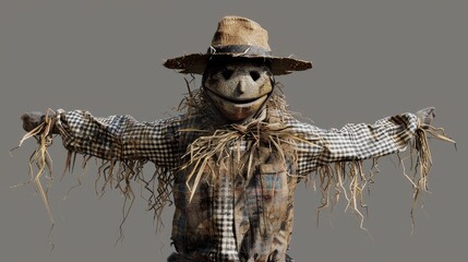 Scarecrow on a beautiful gray background.