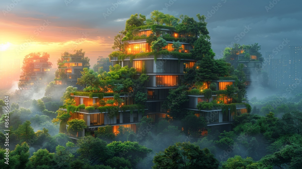 Poster a dynamic infographic series that educates viewers about the benefits of vertical forests in urban e