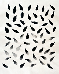 Abstract Ink Painting with Leaf-like Brushstrokes