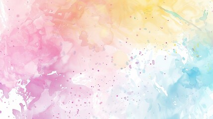 On an abstract background, a rainbow pastel unicorn candy watercolor is painted on paper