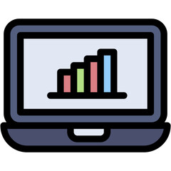 Vector Icon Analytics, graph, laptop, statistics