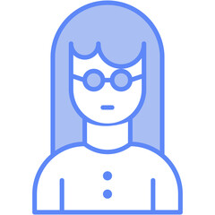 Vector Icon glasses wearing, woman, female, girl, nerd