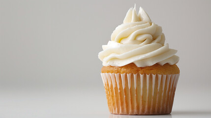 Perfectly Frosted: Studio Product Shot of a Cupcake with White Icing