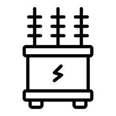 Power Transformer Vector Line Icon Design