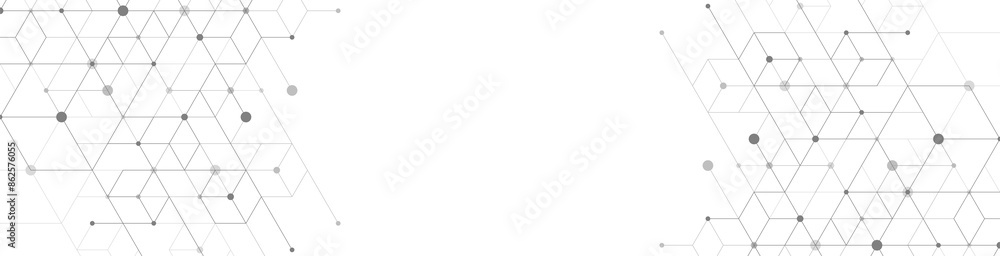 Poster Modern technology illustration with square grid. Technology banner template cubes texture. Digital geometric abstraction with lines and dots