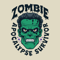 Zombie Frankenstein Halloween monster vintage logo
