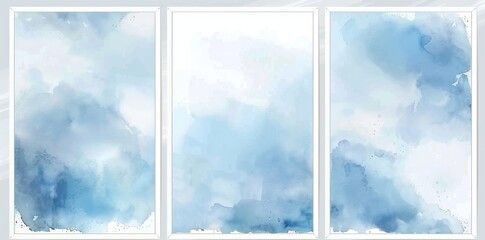 Light cyan blue watercolor splash 5x7 invitation card background template