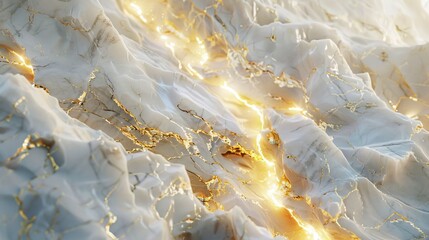 A detailed view of a white and gold marble texture with intricate patterns
