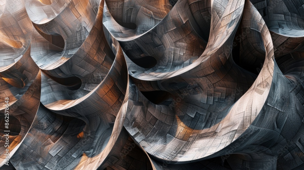 Aufkleber jagged rings in muted tones creating a rugged and edgy abstract composition.