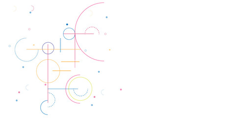 Circular elements in creative pattern with abstract geometric objects, Modern design with dots and lines and dotted circles.