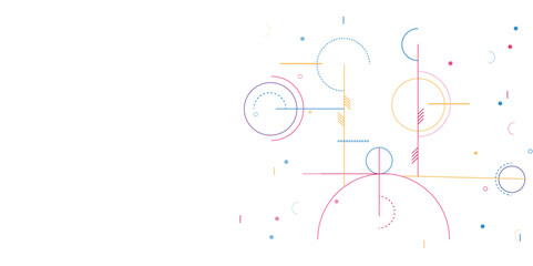 Circular elements in creative pattern with abstract geometric objects, Modern design with dots and lines and dotted circles.