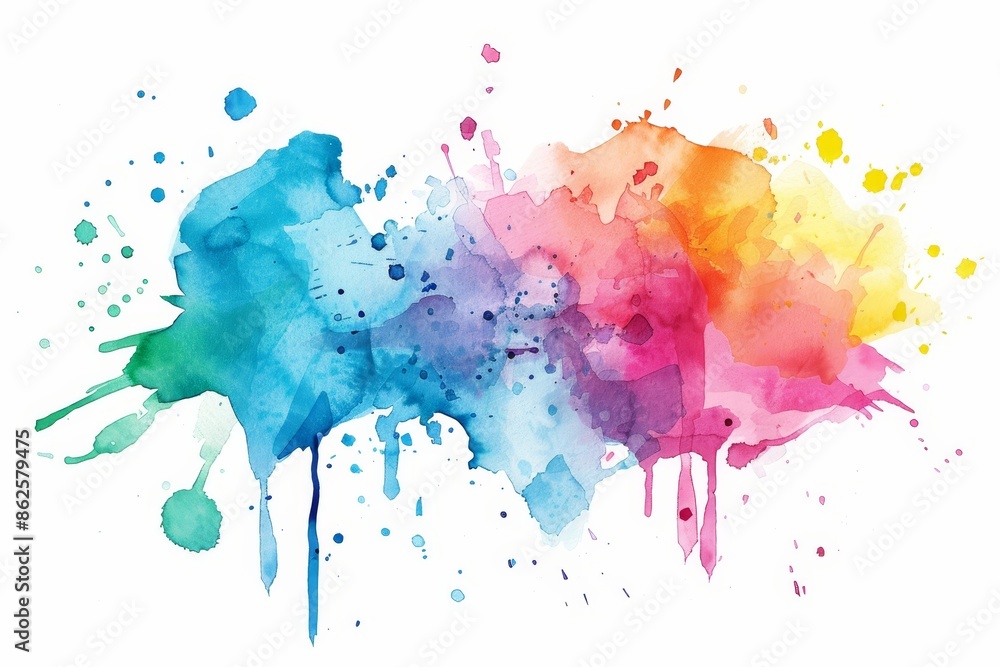 Poster a rainbow blob watercolor pattern on a white background with an abstract grunge texture.