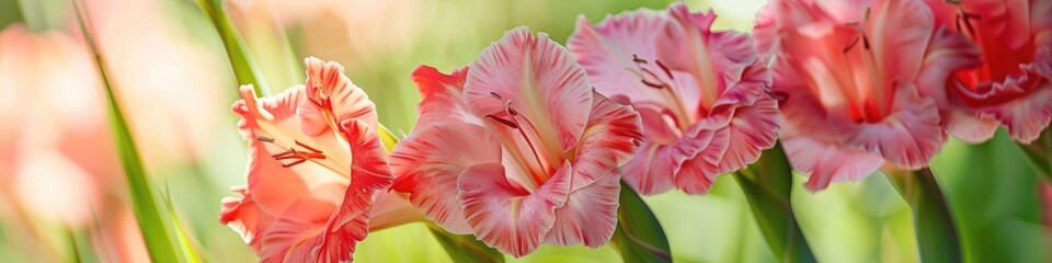 close-up of gladiolus flowers. Selective focus