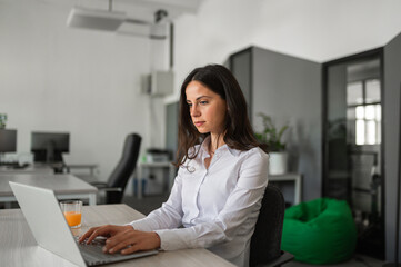 Young businesswoman focused on her work