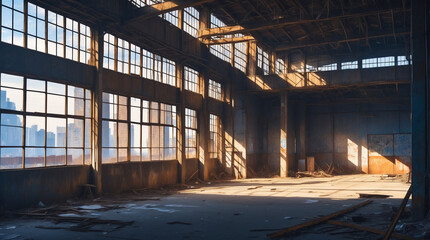 Abandoned Warehouse: Rusted metal structures, broken windows, graffiti, and scattered debris. Ideal for action sequences, hideouts, or mysterious encounters.