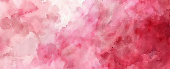 Fototapeta premium A pink watercolor background painted with abstract fringe, drips and drops of paint, and painted paper texture.