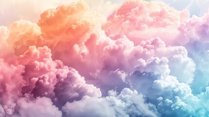 Fototapeta premium Colorful pastel clouds in the sky, abstract soft and dreamy atmosphere. Weather and nature concept
