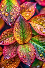 Colorful Leaves with Raindrops - Nature's Art Background