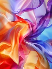 Obraz premium Abstract colorful background with smooth fabric material drapery and shapes 