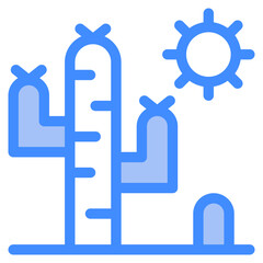 Obraz premium Vector Icon desert, sun, cactus, tree, hot weather