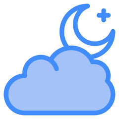 Vector Icon Weather, cloud, moon, night, forecast