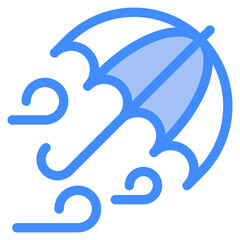 Vector Icon Umbrella, windy, blowing, weather, tool