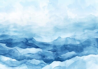 Obraz premium The image is an abstract watercolor painting with a bright blue wavy background. Download and use for a card, cover, print or web project.