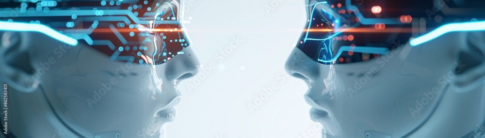 Poster the fusion of generative ai with ai intelligence captured in a magazine photography style, emphasizi